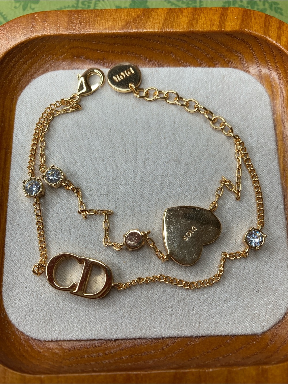 Dior Gold Crystal Heart & Station Bracelet - Picture 3 of 3
